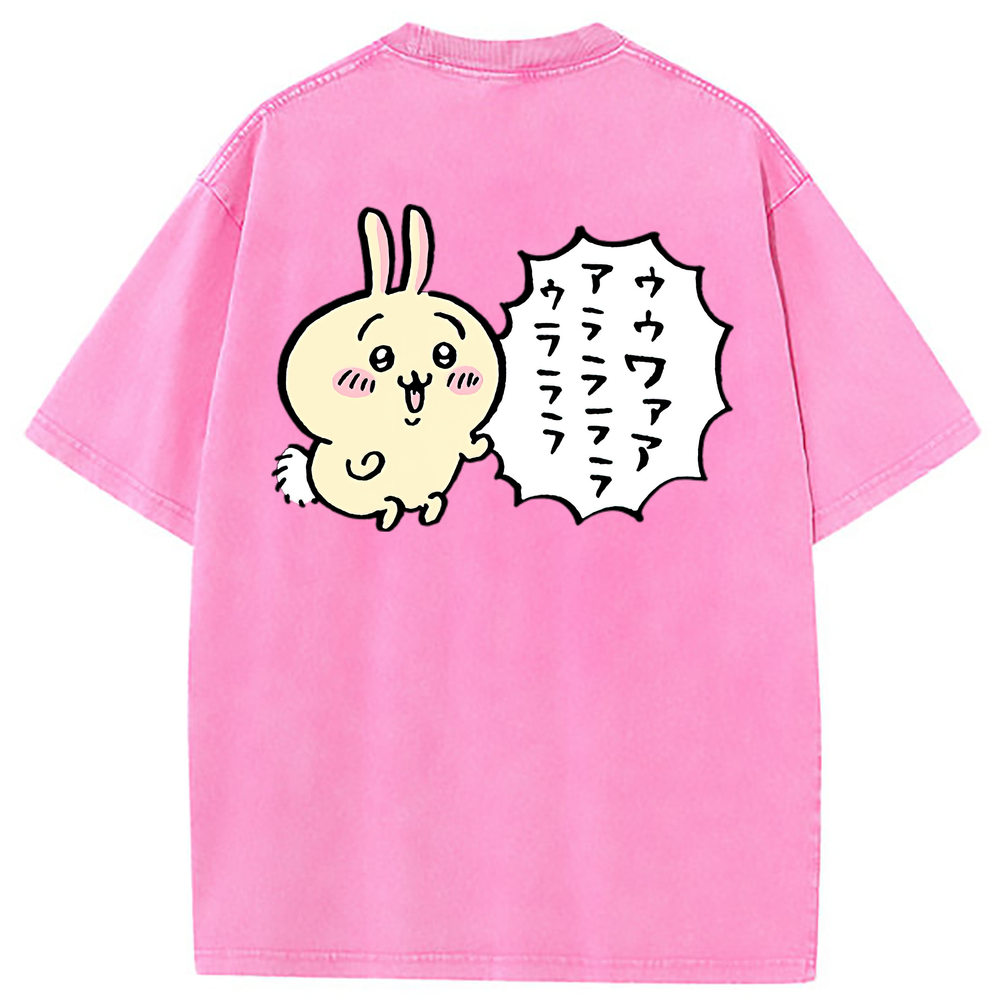 （画像用） ちいかわ うさぎ Chii-kawa usagi 綿100% ヴィンテージ風 半袖Tシャツ（背面プリント）